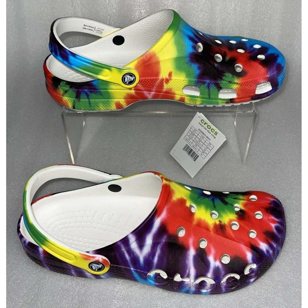 Crocs Baya Classic Tie Dye Graphic Clog Multi Color 206883-90H Men's Size 11 NEW